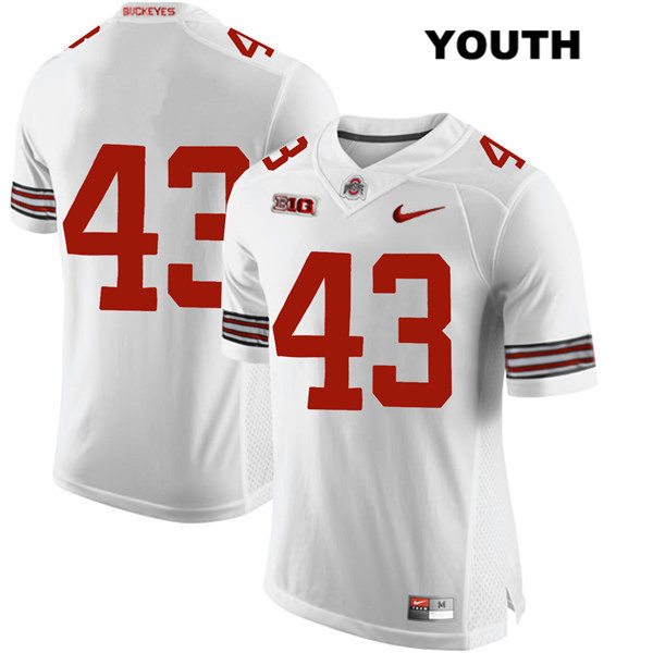 Ohio State Buckeyes Youth Robert Cope #43 White Authentic Nike No Name College NCAA Stitched Football Jersey ZF19B35KE